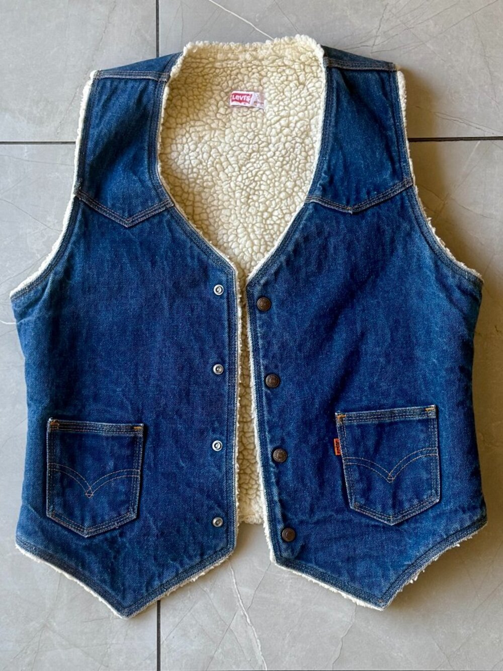 Vintage Levi's Denim & Faux Shearling Vest, Medium